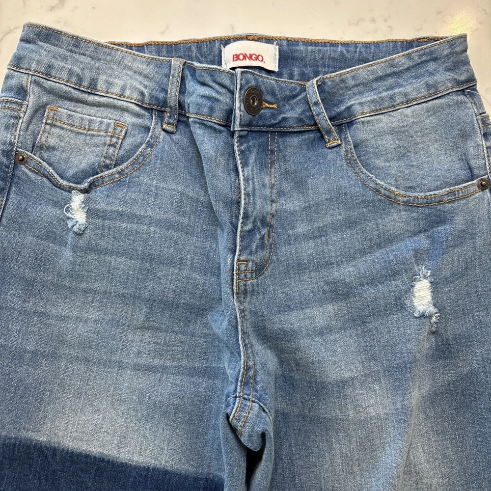 Y2K NWT Vintage‎ Bongo Patchwork Distressed Denim Jeans Tapered Leg Sz 8